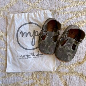 Mon Petit CAMO Camouflage Size 6 T-Strap‎ MPs Leather Baby Handmade Shoes